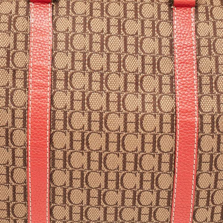 Pre Owned CH Carolina Herrera Multicolor Monogram Canvas and Leather Andy Boston Bag