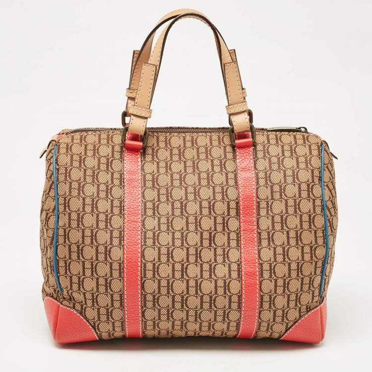 Pre Owned CH Carolina Herrera Multicolor Monogram Canvas and Leather Andy Boston Bag