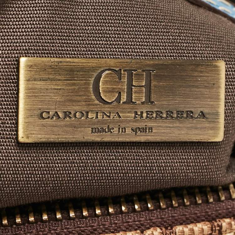 Pre Owned CH Carolina Herrera Multicolor Monogram Canvas and Leather Andy Boston Bag