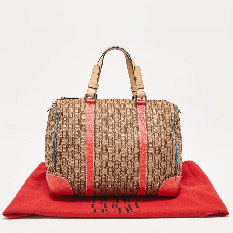 Pre Owned CH Carolina Herrera Multicolor Monogram Canvas and Leather Andy Boston Bag