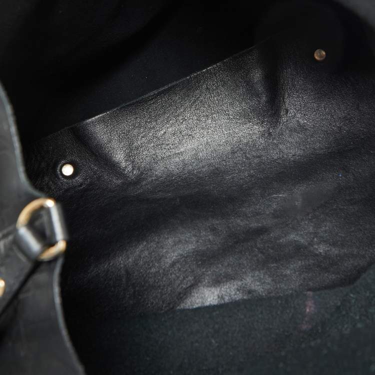 Pre Owned CH Carolina Herrera Black Monogram Leather Matryoshka Tote