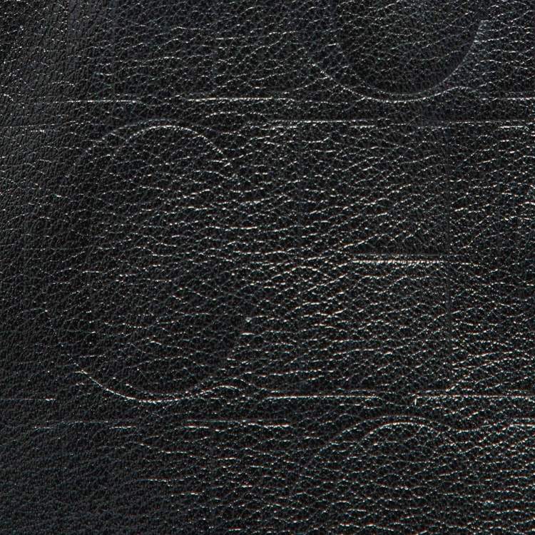 Pre Owned CH Carolina Herrera Black Monogram Leather Matryoshka Tote