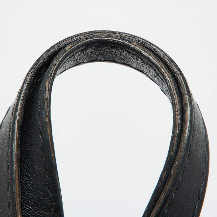 Pre Owned CH Carolina Herrera Black Monogram Leather Matryoshka Tote