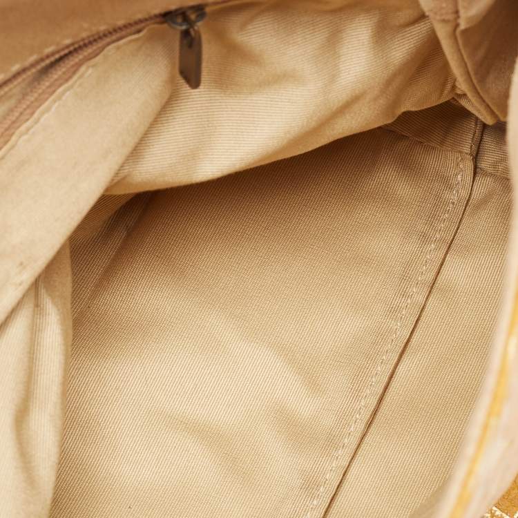 Pre Owned CH Carolina Herrera Yellow Monogram Embossed Leather Shoulder Bag