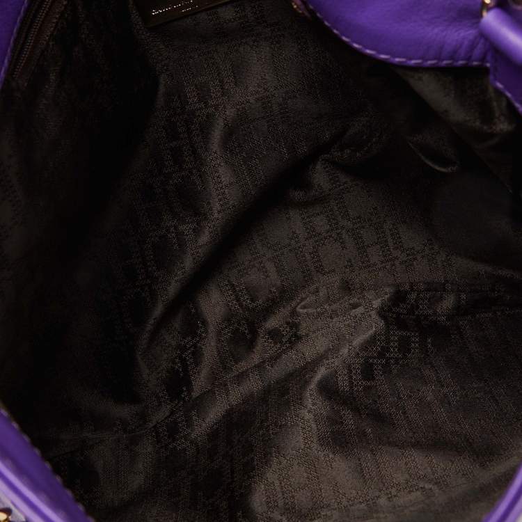 Pre Owned CH Carolina Herrera Purple Leather Chain Flap Shoulder Bag