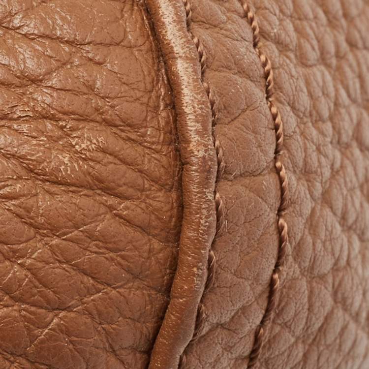 Pre Owned CH Carolina Herrera Brown Pebbled Leather Chain Tassel Shoulder Bag