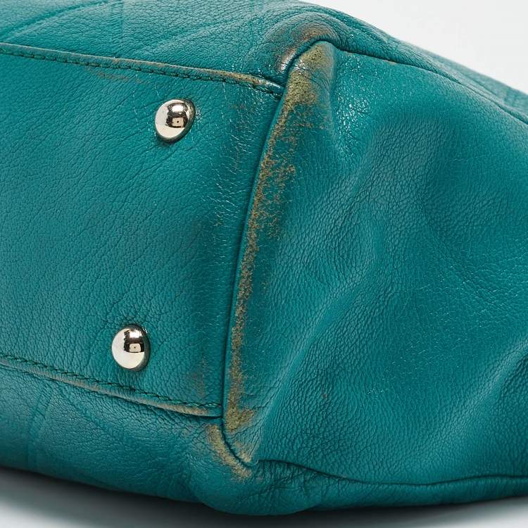 Pre Owned CH Carolina Herrera Green Quilted Embossed Leather Chain Tote