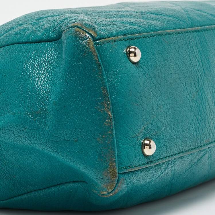 Pre Owned CH Carolina Herrera Green Quilted Embossed Leather Chain Tote