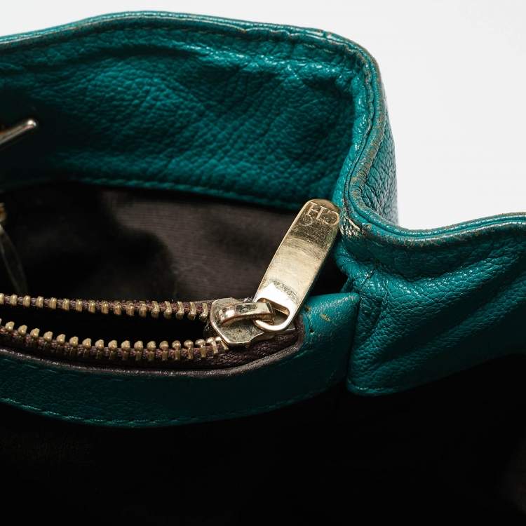 Pre Owned CH Carolina Herrera Green Quilted Embossed Leather Chain Tote
