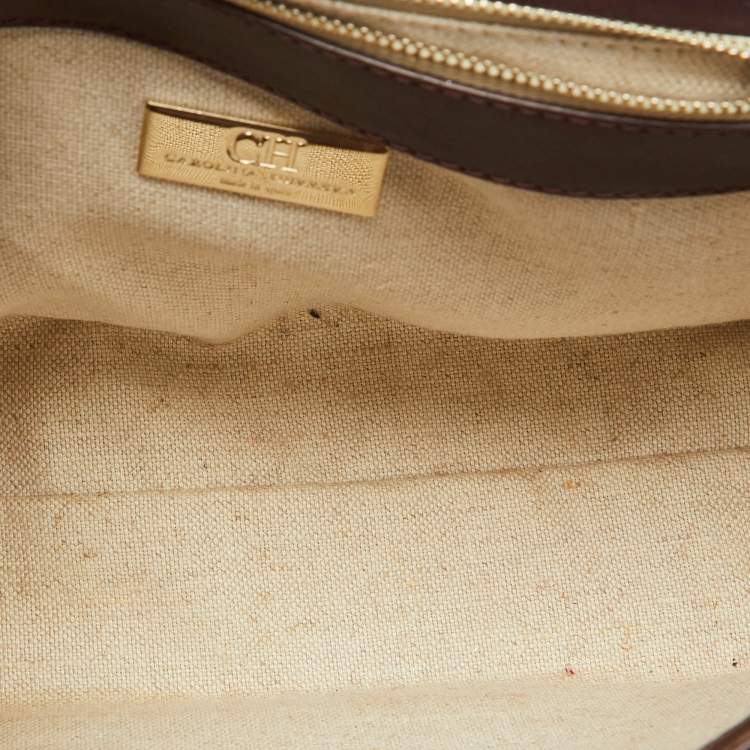 Pre Owned CH Carolina Herrera Tri Color Leather Flap Shoulder Bag