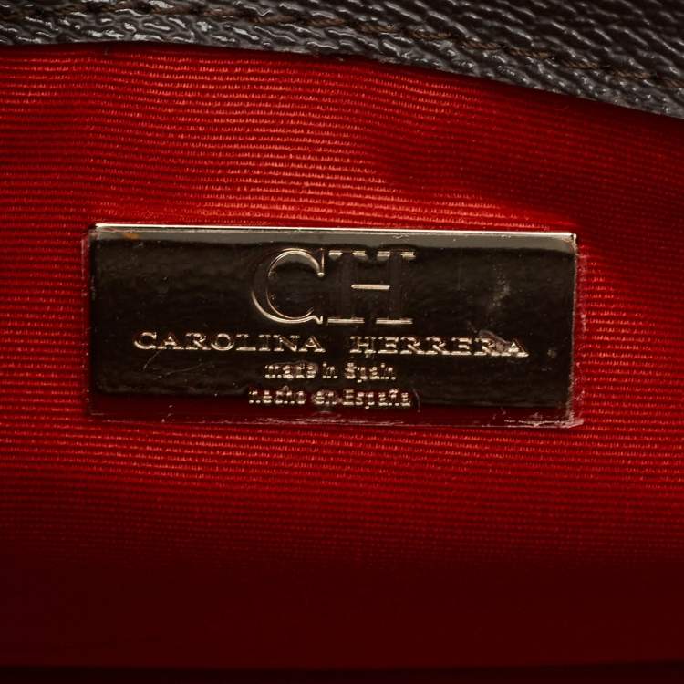 Pre Owned Carolina Herrera Tricolor Monogram Leather Small Carry On Crossbody Bag 