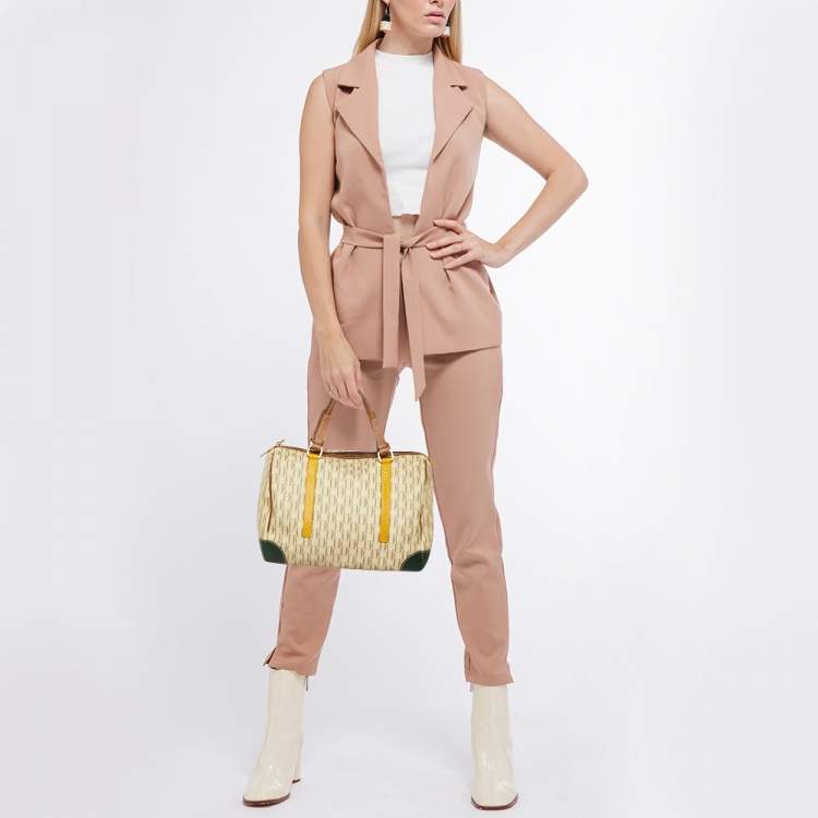 Pre Owned CH Carolina Herrera Multicolor Monogram Coated Canvas and Leather Andy Boston Bag