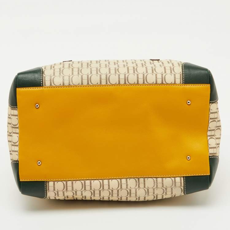 Pre Owned CH Carolina Herrera Multicolor Monogram Coated Canvas and Leather Andy Boston Bag
