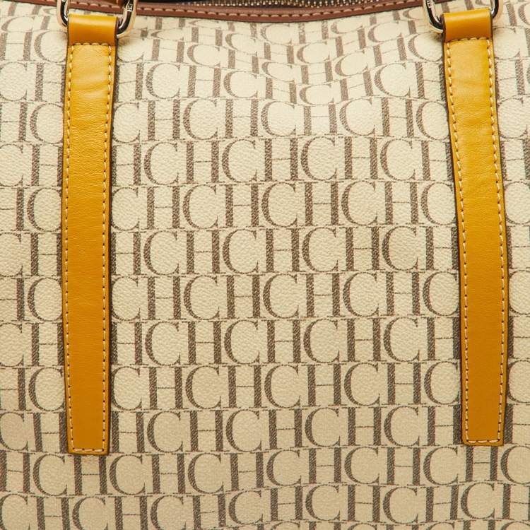 Pre Owned CH Carolina Herrera Multicolor Monogram Coated Canvas and Leather Andy Boston Bag