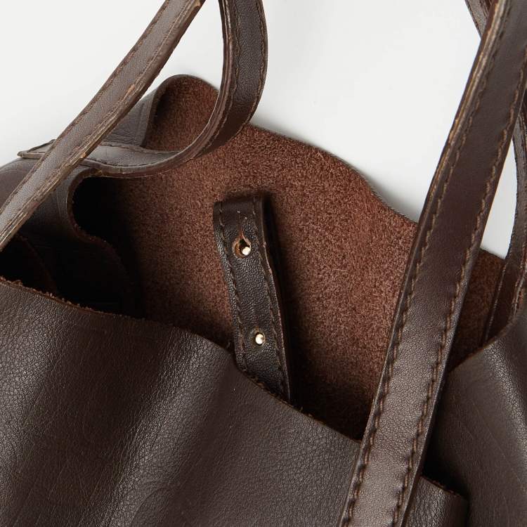 Pre Owned CH Carolina Herrera Choco Brown Monogram Leather Matryoshka Tote