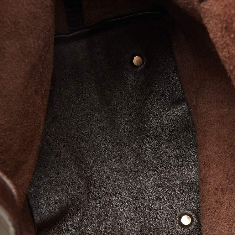 Pre Owned CH Carolina Herrera Choco Brown Monogram Leather Matryoshka Tote