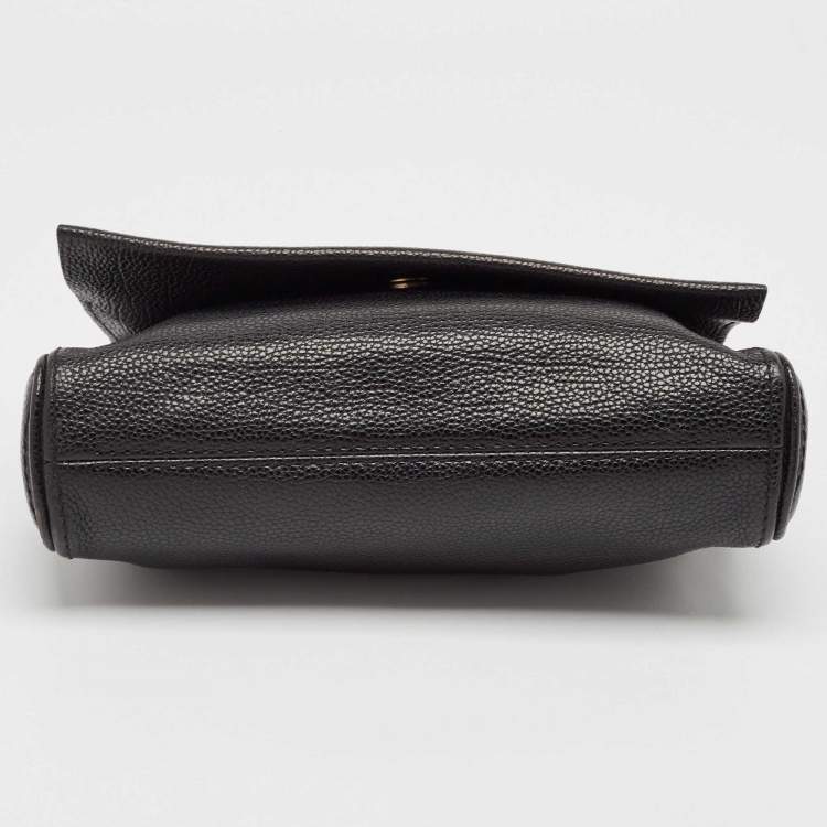 Pre Owned CH Carolina Herrera Black Leather Chain Flap Shoulder Bag