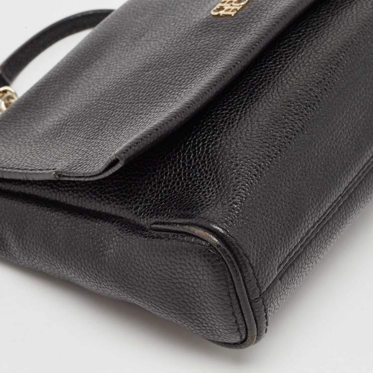 Pre Owned CH Carolina Herrera Black Leather Chain Flap Shoulder Bag