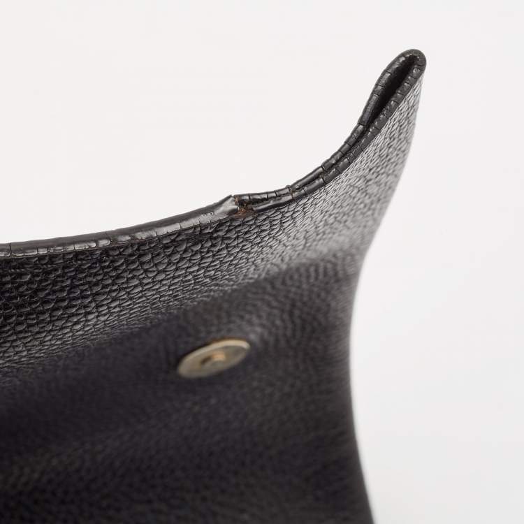 Pre Owned CH Carolina Herrera Black Leather Chain Flap Shoulder Bag