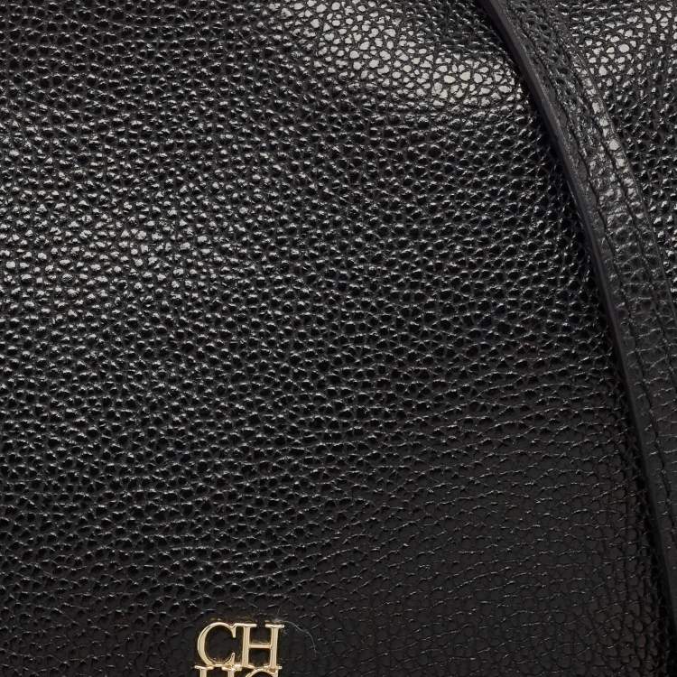 Pre Owned CH Carolina Herrera Black Leather Chain Flap Shoulder Bag