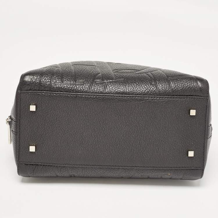 Pre Owned CH Carolina Herrera Black Embossed Leather Duke Satchel