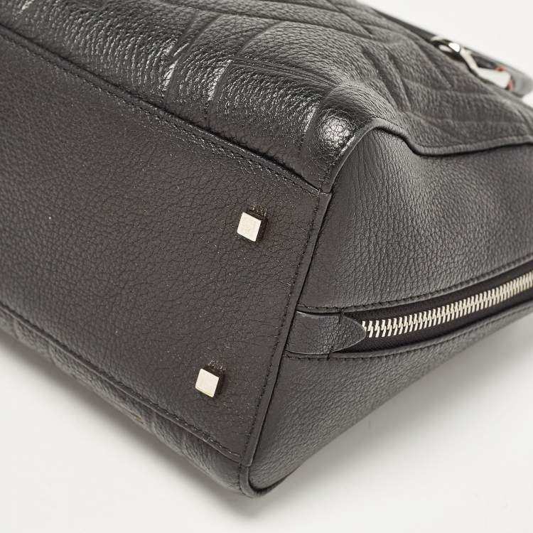 Pre Owned CH Carolina Herrera Black Embossed Leather Duke Satchel