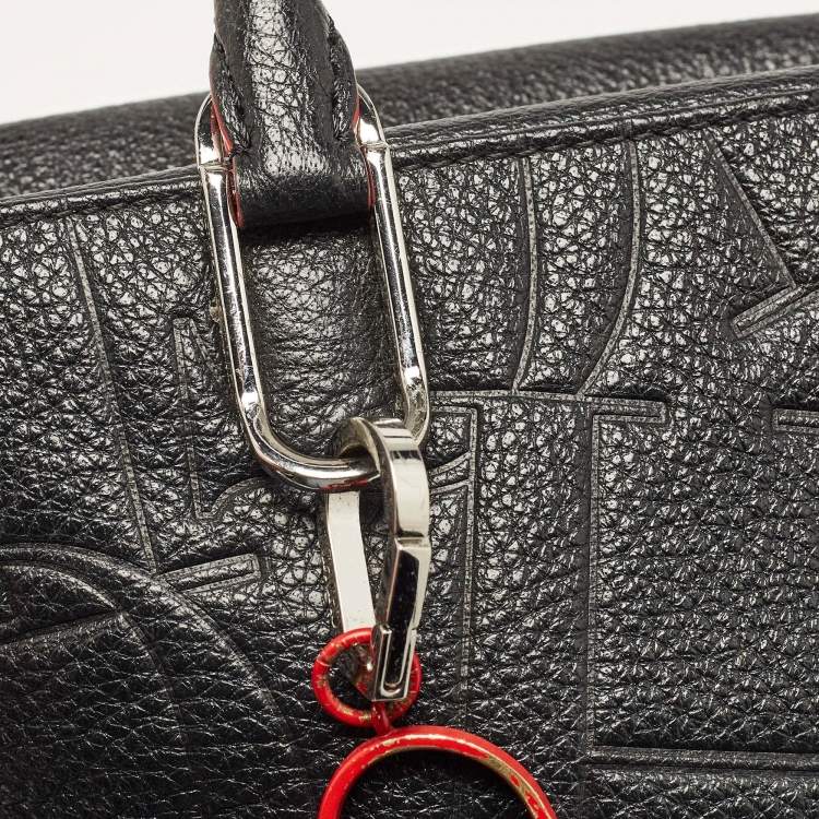 Pre Owned CH Carolina Herrera Black Embossed Leather Duke Satchel