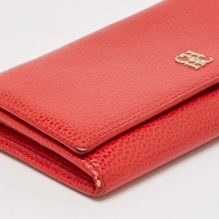 Pre Owned CH Carolina Herrera Red Leather Flap Continental Wallet