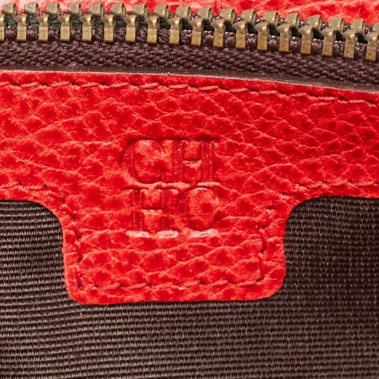 Pre Owned CH Carolina Herrera Red Leather Flap Continental Wallet