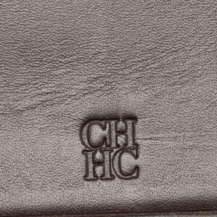 Pre Owned CH Carolina Herrera Off White Monogram Flap Trifold Continental Wallet