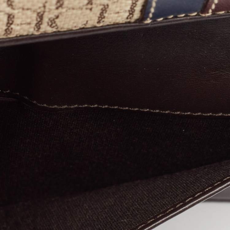 Pre Owned CH Carolina Herrera Off White Monogram Flap Trifold Continental Wallet