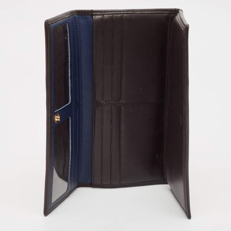 Pre Owned CH Carolina Herrera Off White Monogram Flap Trifold Continental Wallet
