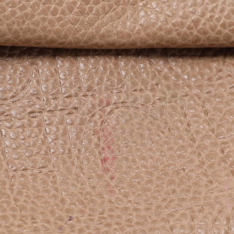Pre Owned Carolina Herrera Beige Leather Minuetto Flap Top Handle Bag