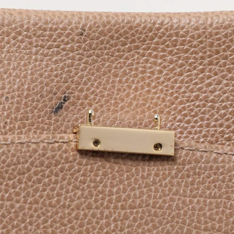 Pre Owned Carolina Herrera Beige Leather Minuetto Flap Top Handle Bag