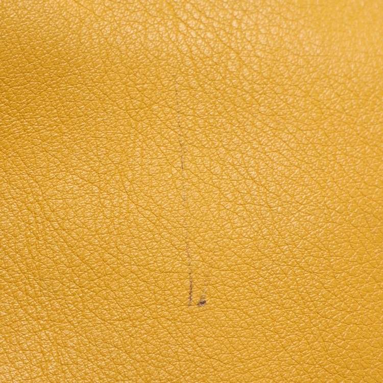 Pre Owned CH Carolina Herrera Yellow Leather Flap Shoulder Bag
