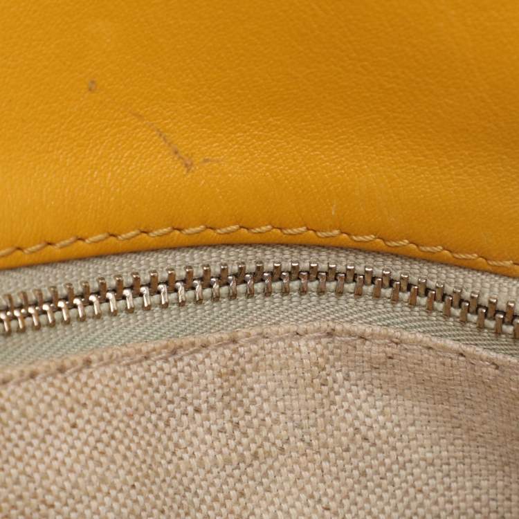 Pre Owned CH Carolina Herrera Yellow Leather Flap Shoulder Bag