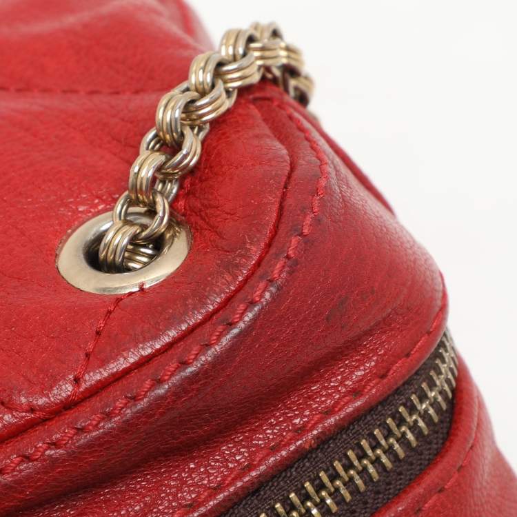 Pre Owned CH Carolina Herrera Red Leather Chain Shoulder Bag