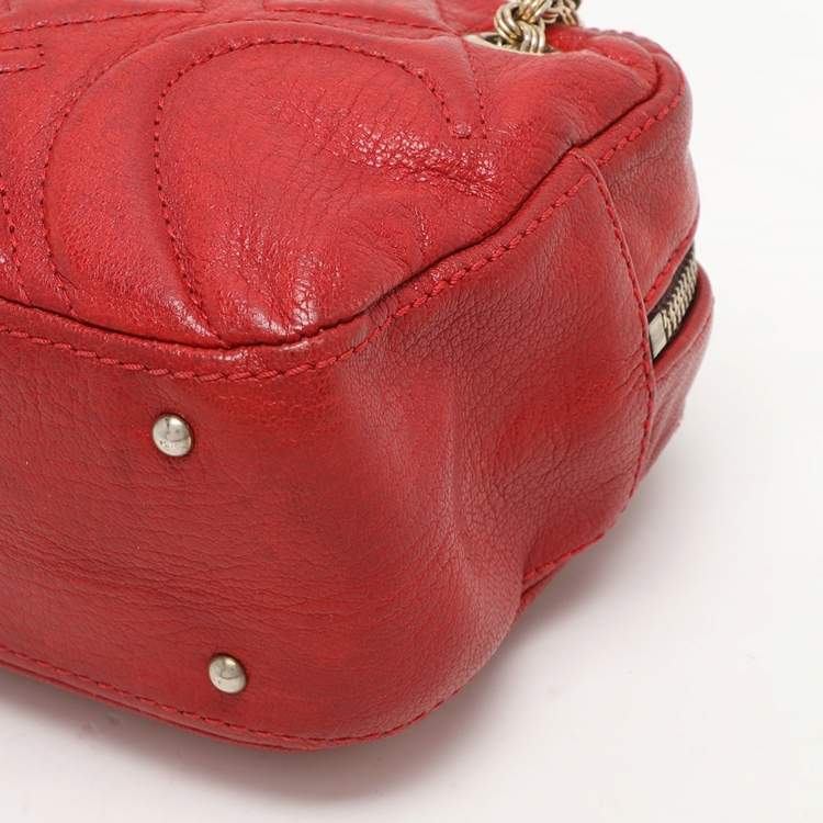 Pre Owned CH Carolina Herrera Red Leather Chain Shoulder Bag