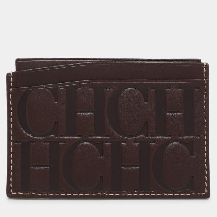 Pre Owned CH Carolina Herrera Brown Leather Card Holder