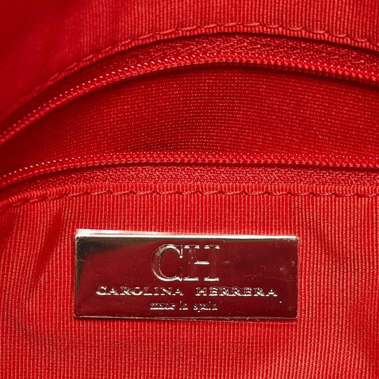 Pre Owned CH Carolina Herrera Navy Blue Pebbled Leather Tassel Shoulder Bag