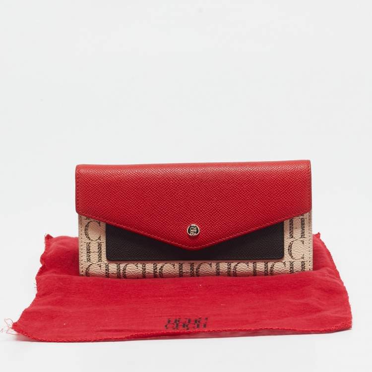 Pre Owned CH Carolina Herrera Multicolor Monogram Coated Canvas and Leather Trifold Wallet