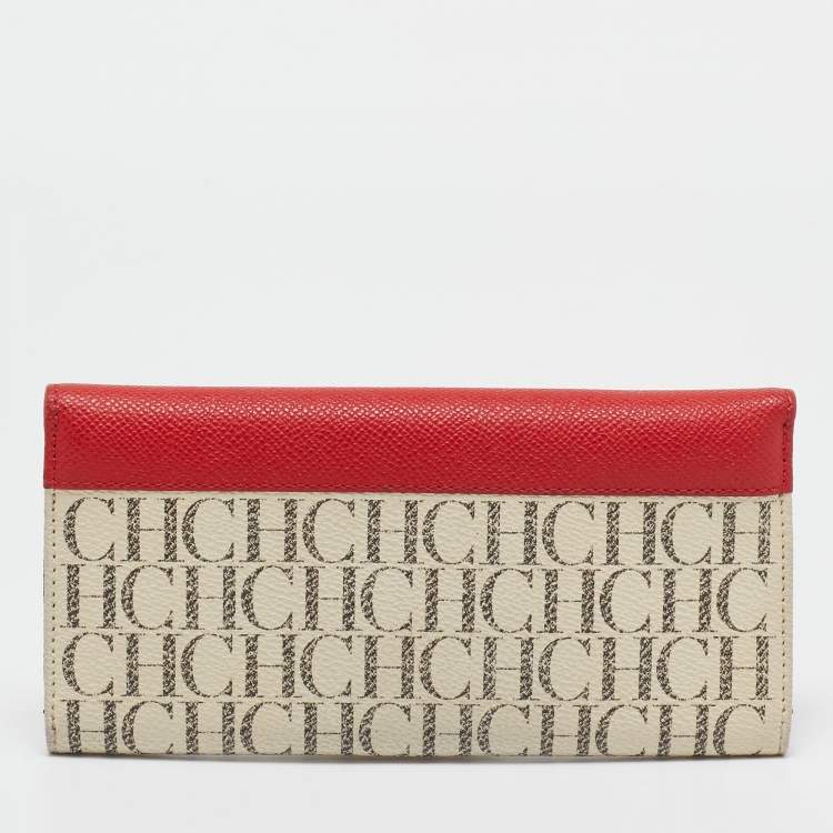 Pre Owned CH Carolina Herrera Multicolor Monogram Coated Canvas and Leather Trifold Wallet