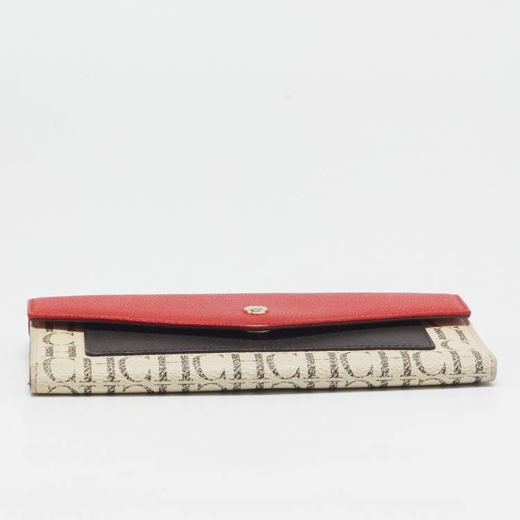 Pre Owned CH Carolina Herrera Multicolor Monogram Coated Canvas and Leather Trifold Wallet