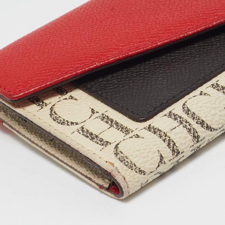 Pre Owned CH Carolina Herrera Multicolor Monogram Coated Canvas and Leather Trifold Wallet