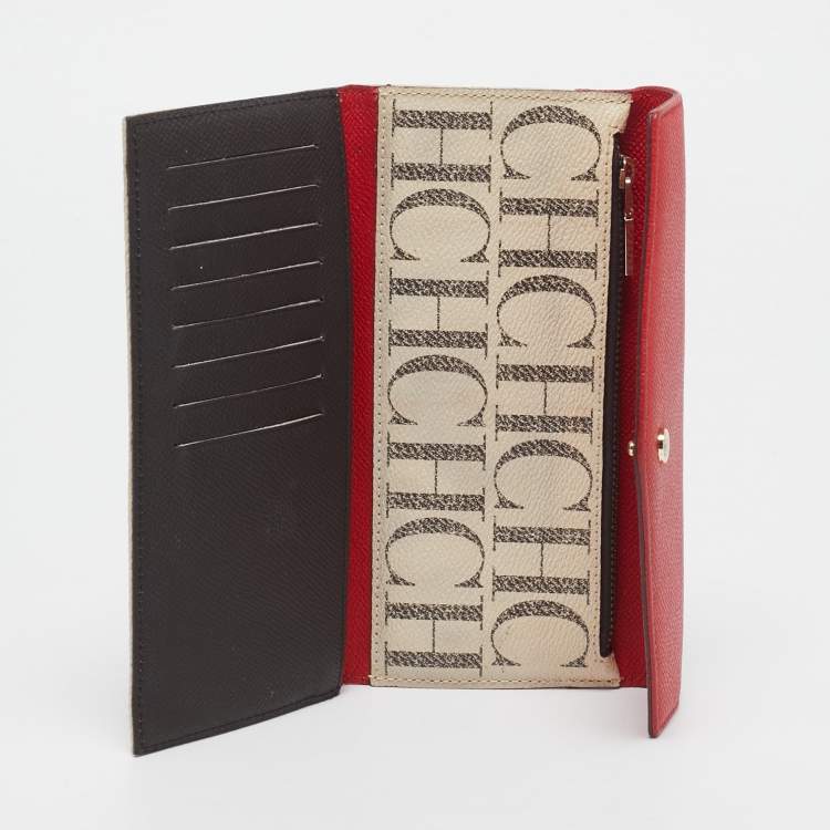 Pre Owned CH Carolina Herrera Multicolor Monogram Coated Canvas and Leather Trifold Wallet