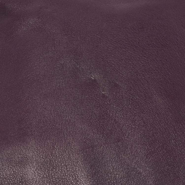 Pre Owned CH Carolina Herrera Dark Purple Leather Envelope Flap Shoulder Bag