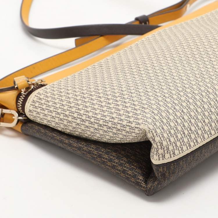 Pre Owned CH Carolina Herrera Multicolor Monogram Coated Canvas and Leather Zip Crossbody Bag