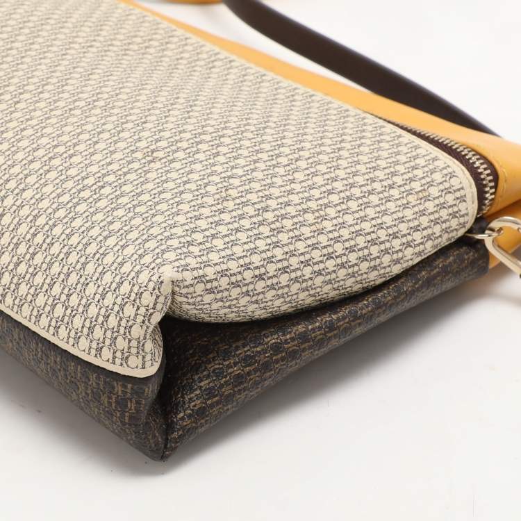 Pre Owned CH Carolina Herrera Multicolor Monogram Coated Canvas and Leather Zip Crossbody Bag