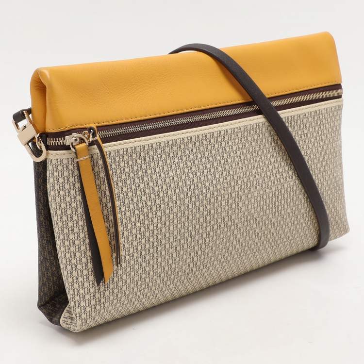 Pre Owned CH Carolina Herrera Multicolor Monogram Coated Canvas and Leather Zip Crossbody Bag