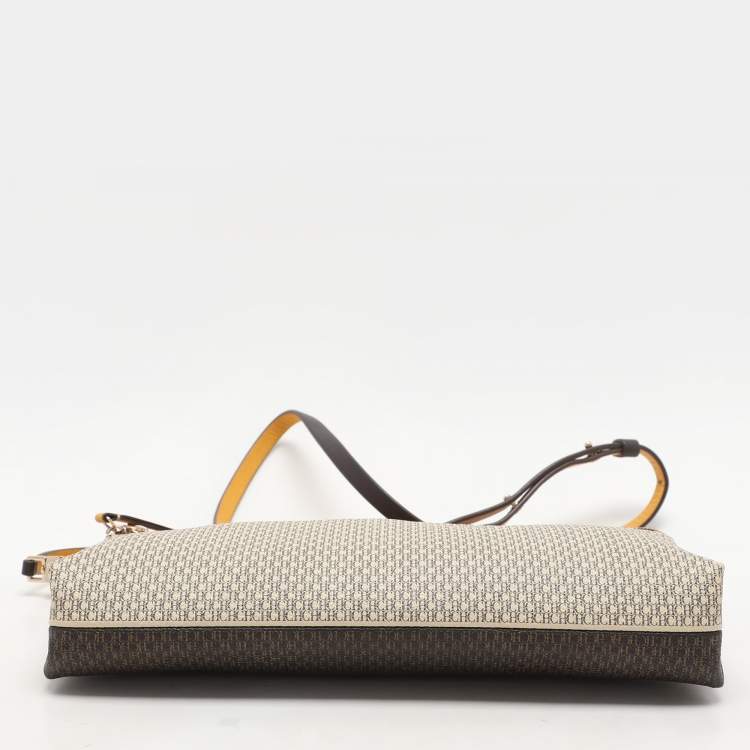 Pre Owned CH Carolina Herrera Multicolor Monogram Coated Canvas and Leather Zip Crossbody Bag